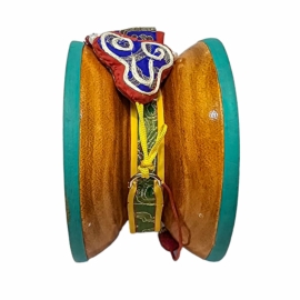 Tibetan Chod Damaru &ndash; Wood and Leather Drum
