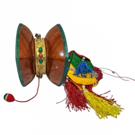 Tibetan Chod Damaru Drum &ndash; Wood and Leather