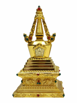 Stupa en métal représentant l&rsquo;esprit illuminé du Bouddha