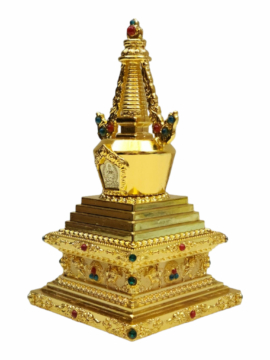 Stupa en métal représentant l&rsquo;esprit illuminé du Bouddha