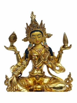 Statue de Lakshmi en cuivre – Plaquée or, symbole de richesse