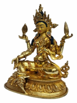 Statue de Lakshmi en cuivre – Plaquée or, symbole de richesse