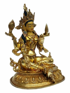 Statue de Lakshmi en cuivre – Plaquée or, symbole de richesse