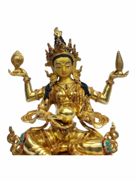 Statue en cuivre de Lakshmi – Déesse de la richesse, de la prospérité et de la fortune, 26 cm