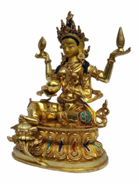 Statue en cuivre de Lakshmi – Déesse de la richesse, de la prospérité et de la fortune, 26 cm