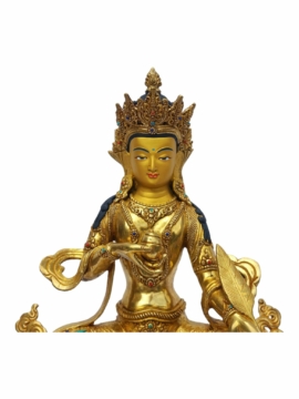 Statue en cuivre de Ksitigarbha – entièrement dorée avec un visage compatissant
