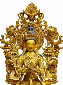 Statue de cuivre du Bouddha Maitreya – Dorée