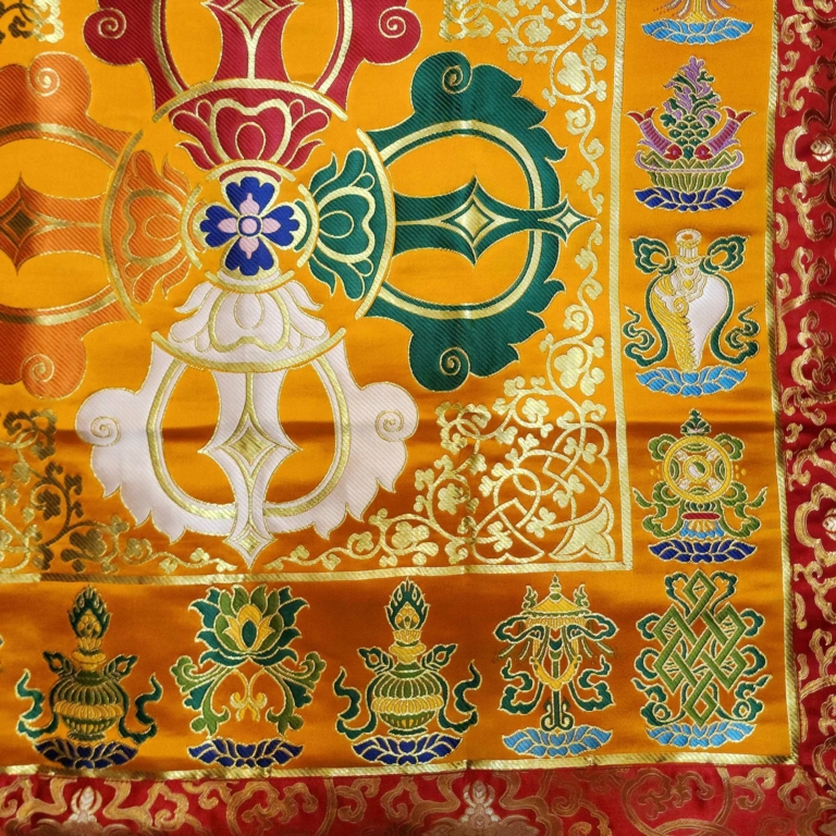 Cochin Brocade Table Cloth with Double Dorje Emblem