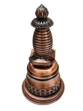 Stupa en laiton : Monument sacré de l&rsquo;illumination du Bouddha