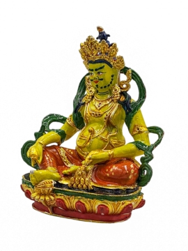 Statue miniature en cuivre de Jambhala jaune – Emblème de la générosité et de l&rsquo;abondance