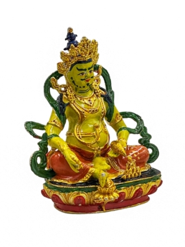 Statue miniature en cuivre de Jambhala jaune – Emblème de la générosité et de l&rsquo;abondance
