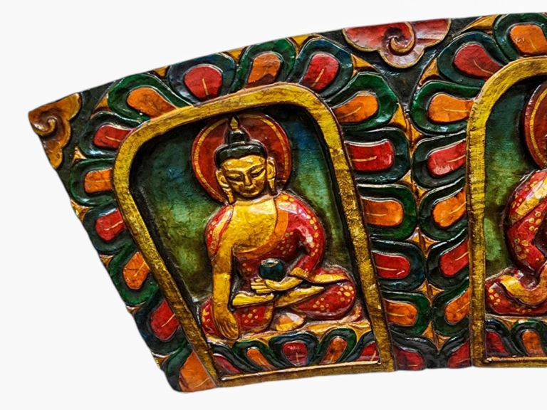 Suspension Murale en Bois d'Amitabha et de Shakyamuni