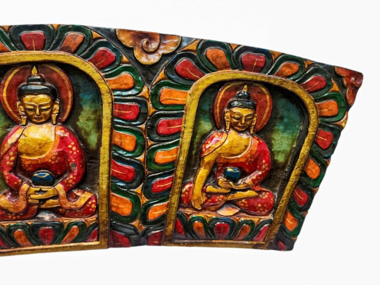 Suspension Murale en Bois d'Amitabha et de Shakyamuni