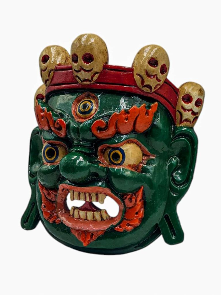 Máscara de Madera de Bhairav - Colgante de Pared de Álamo