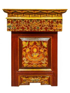 Table de méditation tibétaine avec un motif de poisson et de fleur