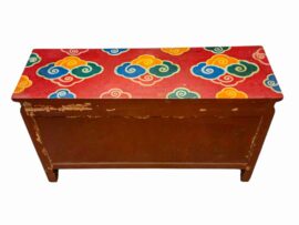Cabinet en bois tibétain avec tigre et double dorje