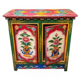 Cabinet en Bois Tibétain avec Motif Floral