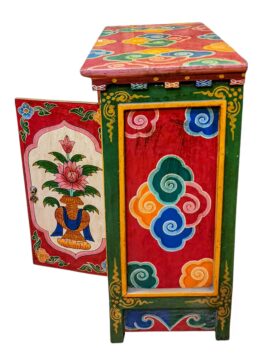 Cabinet en Bois Tibétain avec Motif Floral