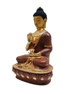 Statue du Bouddha Amoghasiddhi – Fini plaqué or en cuivre