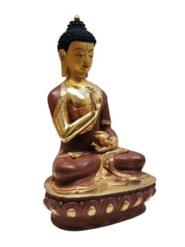 Statue du Bouddha Amoghasiddhi – Fini plaqué or en cuivre