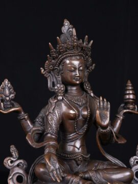 Statue en cuivre de la déesse Lakshmi – Symbole de richesse et de prospérité, faite à la main de haute qualité