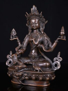 Statue en cuivre de la déesse Lakshmi – Symbole de richesse et de prospérité, faite à la main de haute qualité