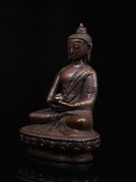 Statue miniature en cuivre d&rsquo;Amitabha Bouddha : Incarnation de la Lumière et de la Compassion infinies