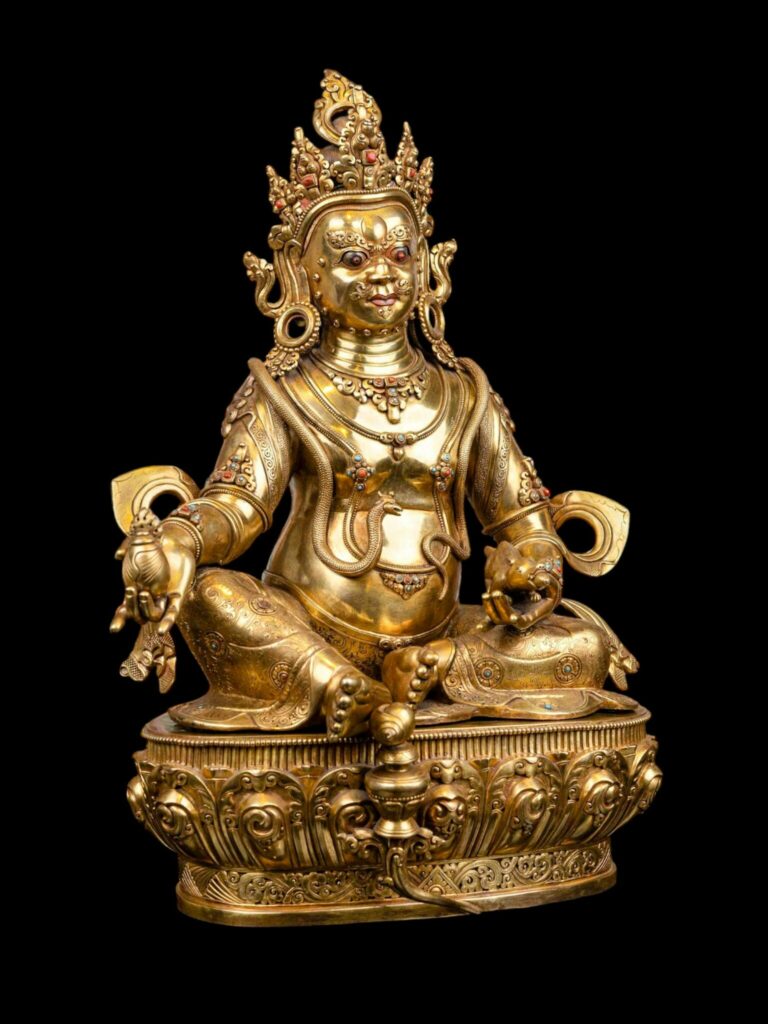 Yellow Jambhala Statue - Copper with Gold Face