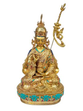 Statue de Padmasambhava – Visage doré, cuivre