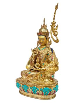 Statue de Padmasambhava – Visage doré, cuivre