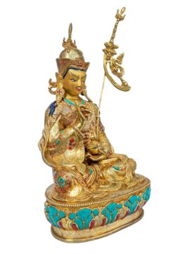Statue de Padmasambhava – Visage doré, cuivre