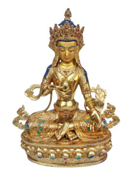 Statue en cuivre de Ksitigarbha avec visage plaqué or