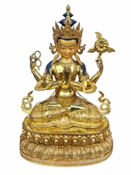 Statue majestueuse de Chenrezig – Bodhisattva de la compassion en cuivre, fabriquée à la main au Népal