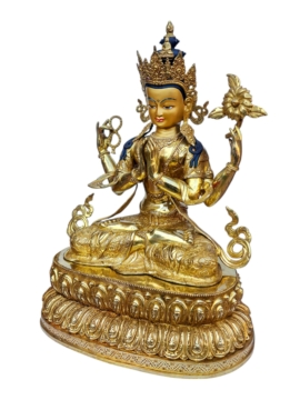 Statue majestueuse de Chenrezig – Bodhisattva de la compassion en cuivre, fabriquée à la main au Népal