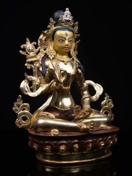 Lama Teswang Copper Statue with Gold-Plated Face