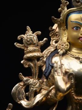 Lama Teswang Copper Statue with Gold-Plated Face
