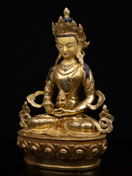 Statue de Bouddha en cuivre Aparimita – Visage doré