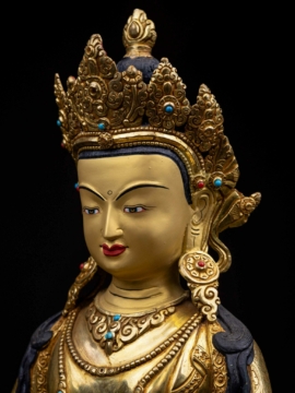 Statue de Bouddha en cuivre Aparimita – Visage doré