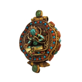 Boîte en argent Ghau avec un motif de Tara blanche