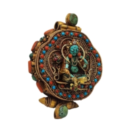 Boîte en argent Ghau avec un motif de Tara blanche
