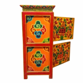 Cabinet en bois tibétain avec image de Bouddha