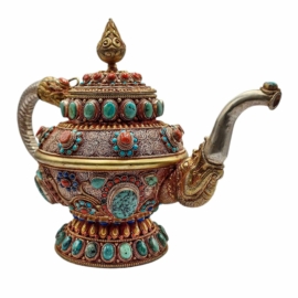 Copper and Silver Tibetan Offering Vessel