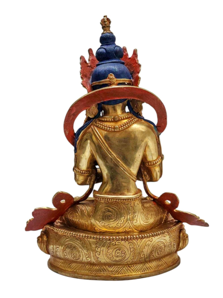 Statue du Vajrasattva en cristal - Cuivre et cristal plaqué or - 22 cm d'illumination