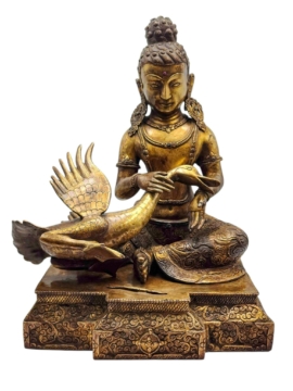 Statue de Siddhartha – Chef-d&rsquo;œuvre en cuivre plaqué or de la compassion et de l&rsquo;illumination