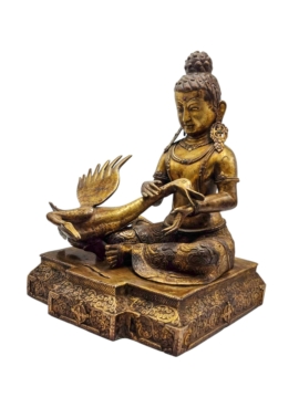 Statue de Siddhartha – Chef-d&rsquo;œuvre en cuivre plaqué or de la compassion et de l&rsquo;illumination