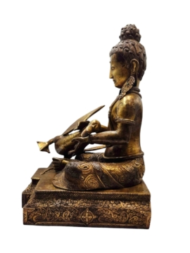 Statue de Siddhartha – Chef-d&rsquo;œuvre en cuivre plaqué or de la compassion et de l&rsquo;illumination