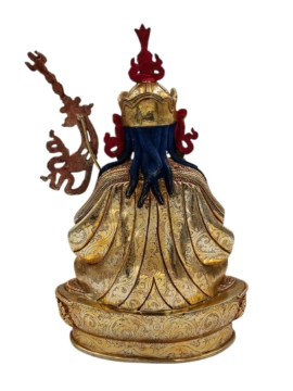 Statue en cuivre de Padmasambhava avec visage plaqué or