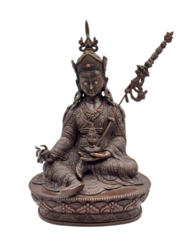 Statue en cuivre faite à la main de Padmasambhava avec un œil en argent