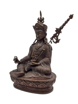 Statue en cuivre faite à la main de Padmasambhava avec un œil en argent