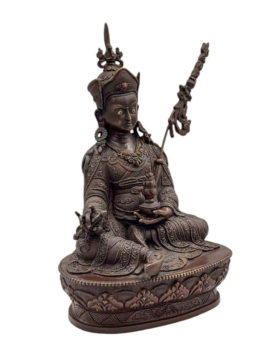 Statue en cuivre faite à la main de Padmasambhava avec un œil en argent